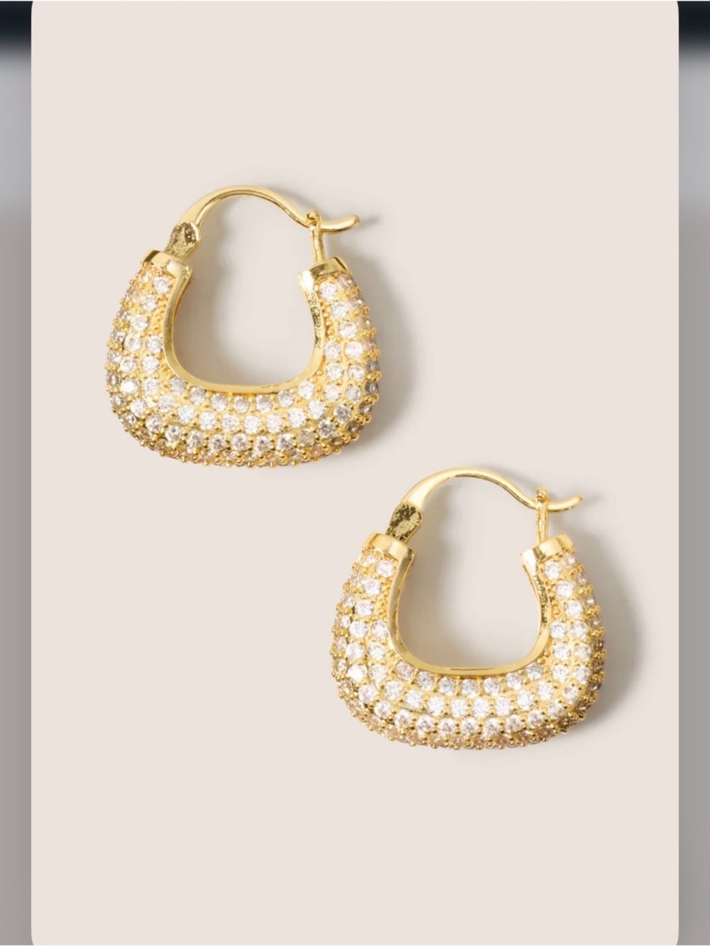 Evereve Monaco Gold Pavé Crystal Horseshoe Hoop Earrings
